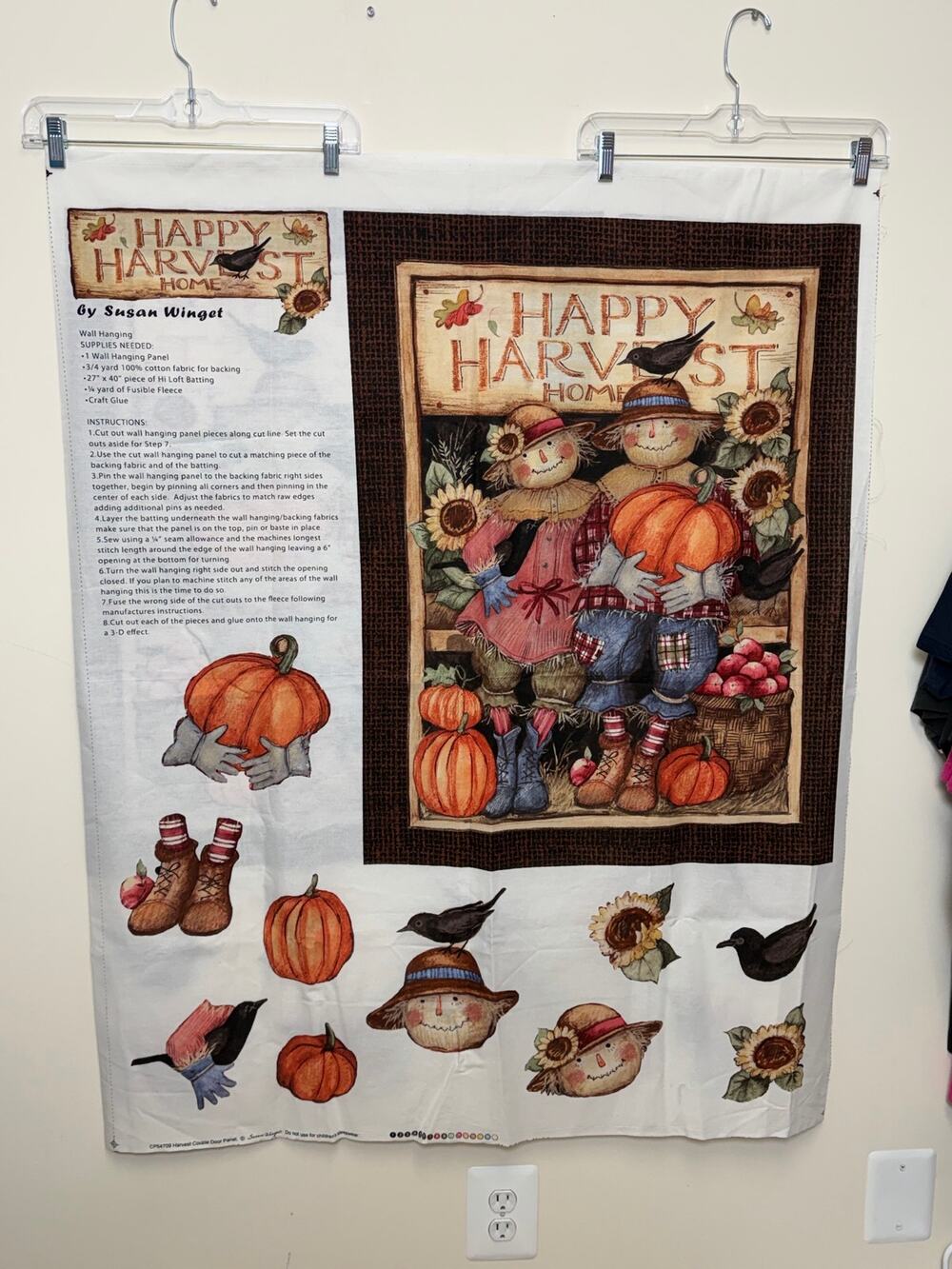 2 Happy Harvest Couple Door Panel Fabric Susan Winget Set Fall